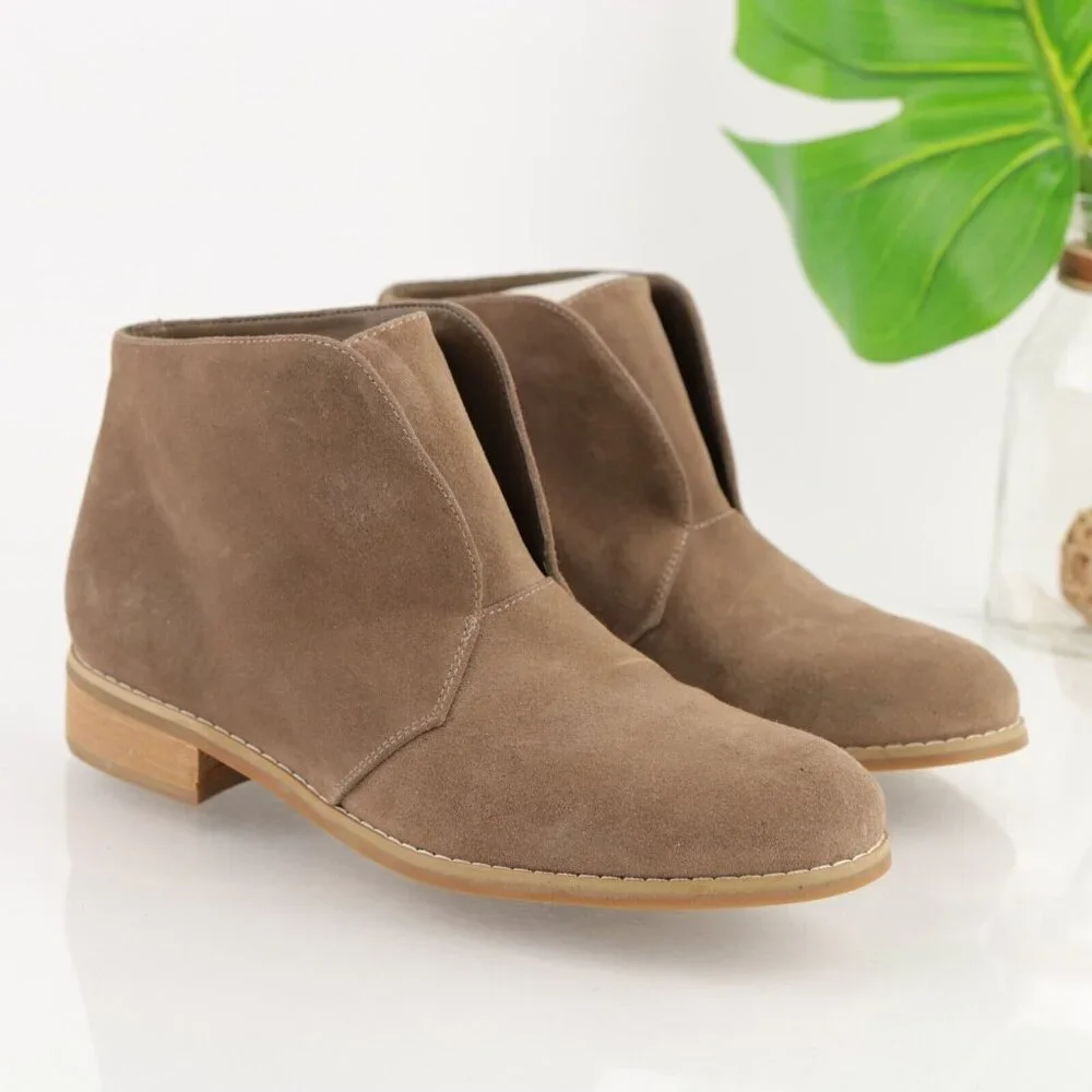 Blondo Womens Verona Boot Size 8.5 Waterproof Tan Suede Laceles Pull On Bootie - Picture 1 of 11